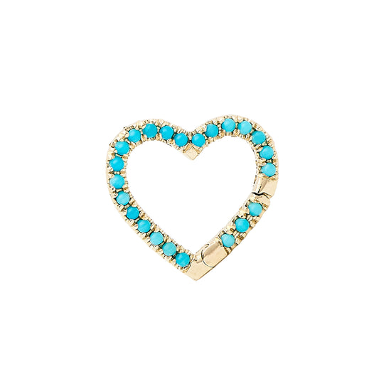 14K Gold Pavé Turquoise Heart Charm Enhancer