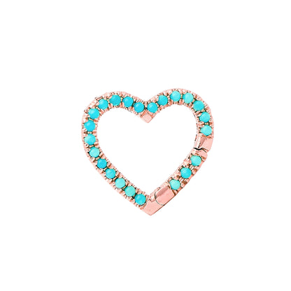 14K Gold Pavé Turquoise Heart Charm Enhancer