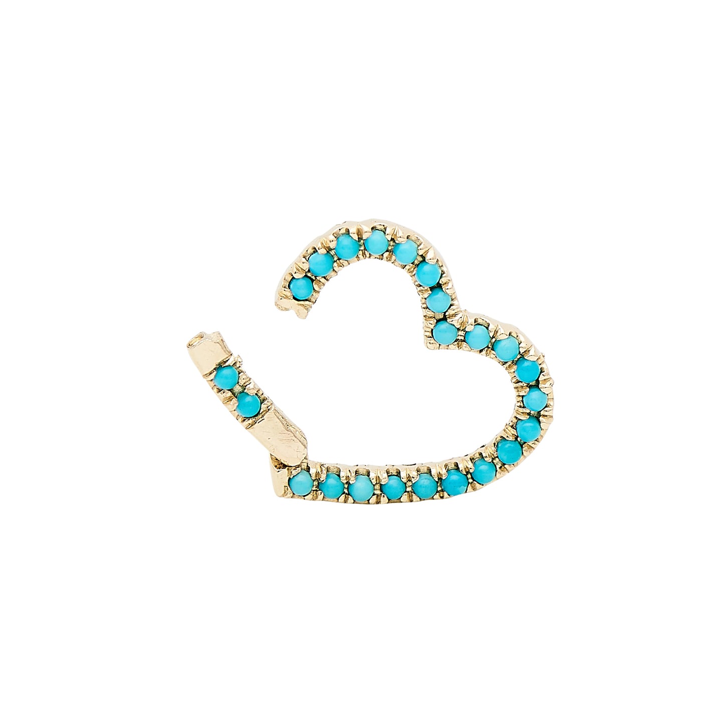 14K Gold Pavé Turquoise Heart Charm Enhancer