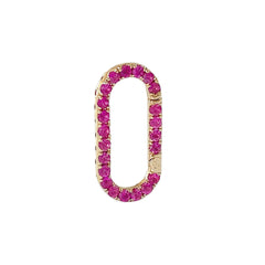14K Gold Hot Pink Sapphire Elongated Oval Charm Enhancer ~ Large Size