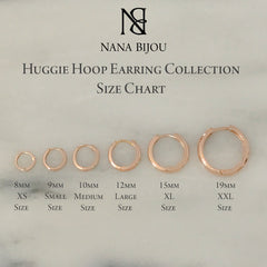 14K Gold XL Size (15mm) Huggie Hoop Earrings ~ In Stock!