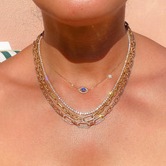 14K Gold Diamond Thick Oval Link Necklace, Small Size Links ~ In Stock!