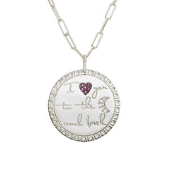 14K Gold Pavé Diamond & Ruby "I Love You To The Moon And Back" Celestial Medallion Necklace