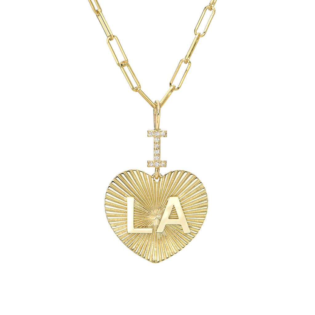 14K Gold Pavé Diamond "I Love LA" Charm Necklace ~ In Stock!