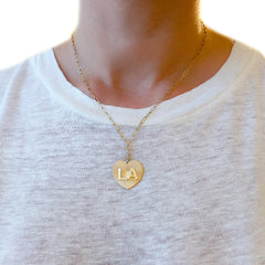 14K Gold Pavé Diamond "I Love LA" Charm Necklace