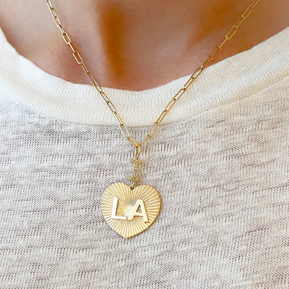 14K Gold Pavé Diamond "I Love LA" Charm Necklace