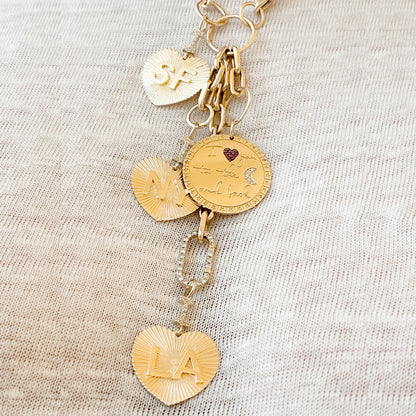 14K Gold Pavé Diamond "I Love NY" Charm Necklace