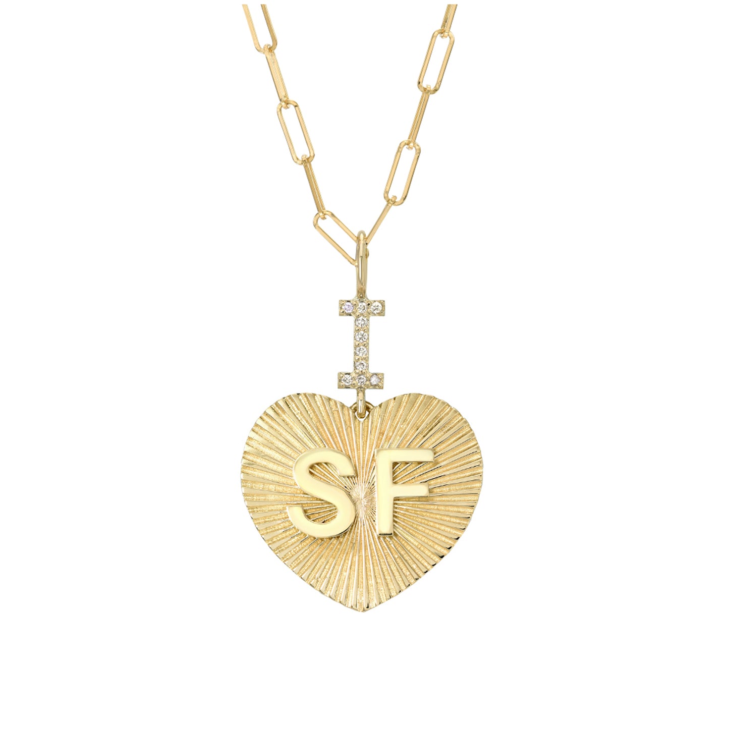 14K Gold Pavé Diamond "I Love SF" Charm Necklace