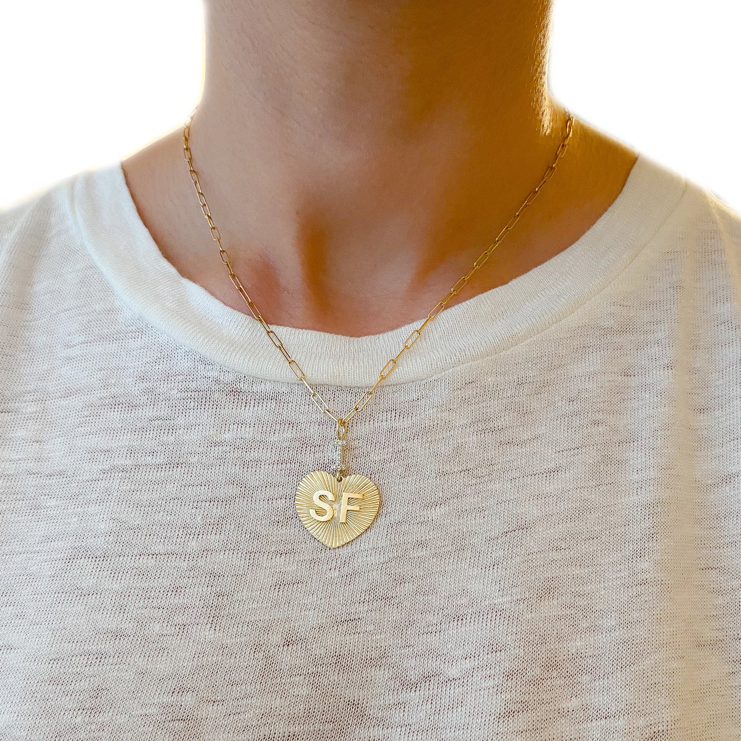 14K Gold Pavé Diamond "I Love SF" Charm Necklace