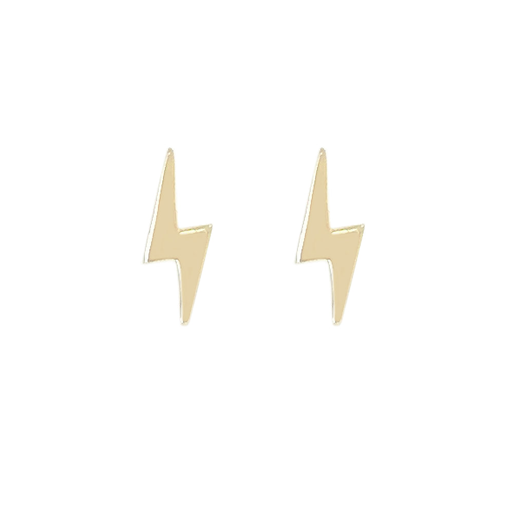 14K Gold XS Lightning Bolt Stud Earrings