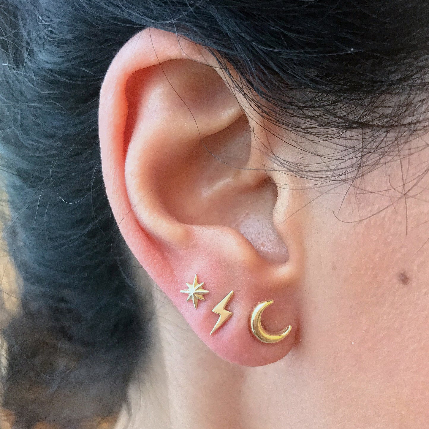 14K Gold XS Starburst Stud Earrings