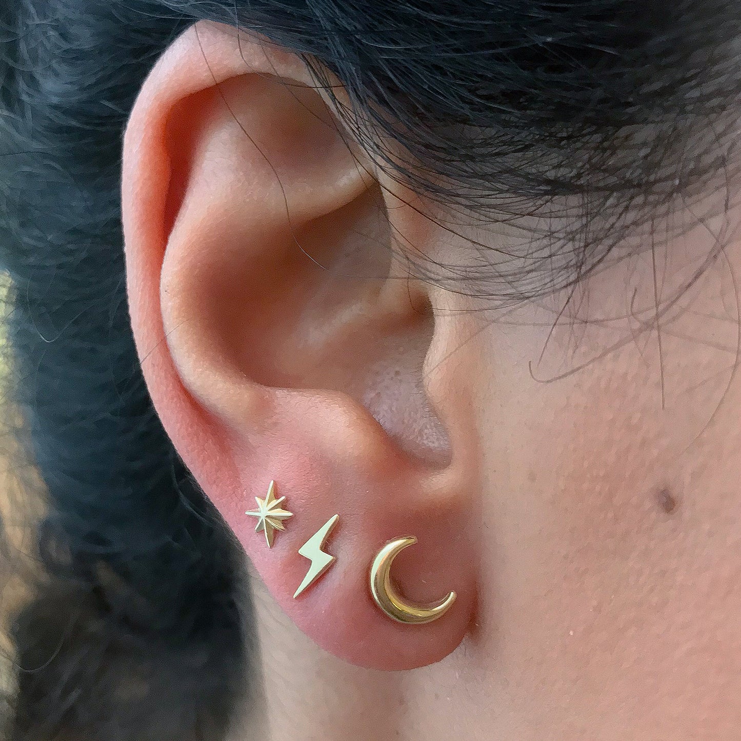 14K Gold XS Starburst Stud Earrings