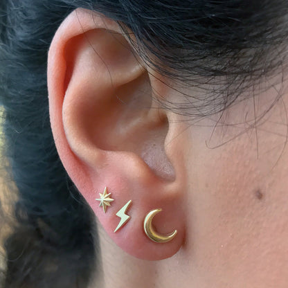 14K Gold XS Starburst Stud Earrings