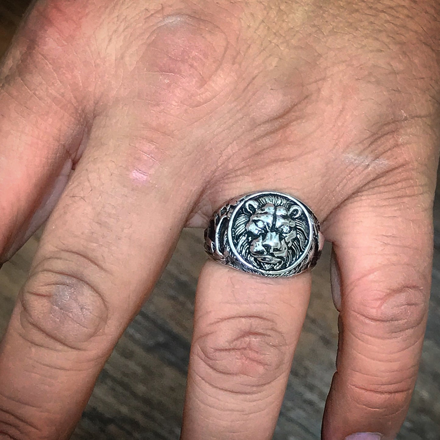 14K Gold Lion's Head Signet Ring