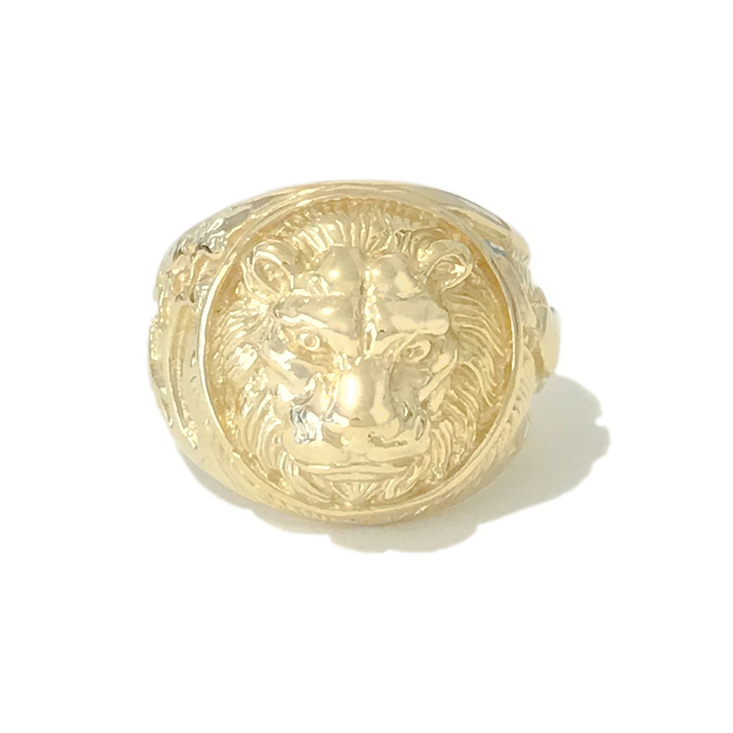 14K Gold Lion's Head Signet Ring