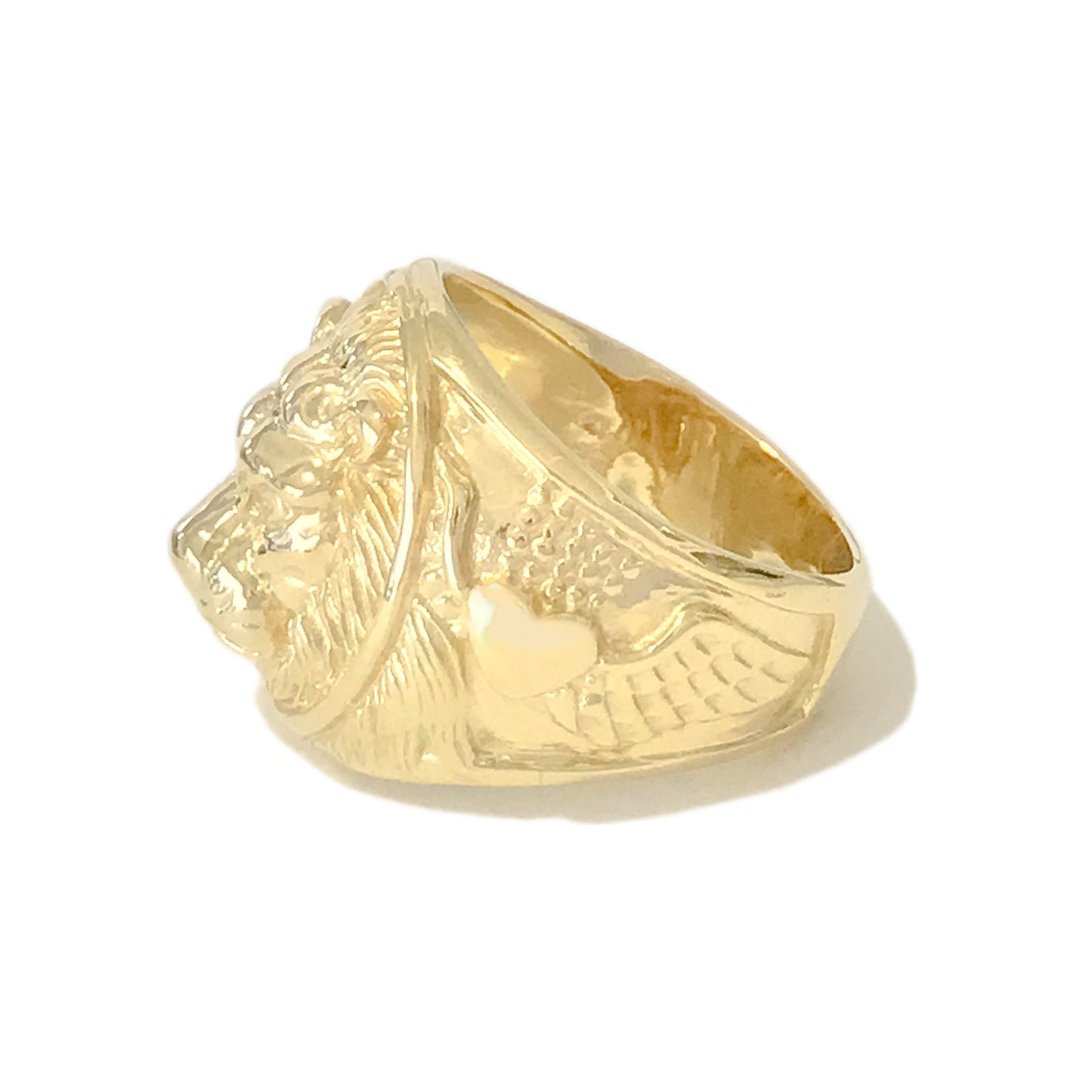 14K Gold Lion's Head Signet Ring