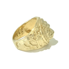 14K Gold Lion's Head Signet Ring