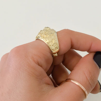 14K Gold Lion's Head Signet Ring