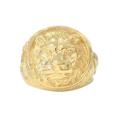 14K Gold Lion's Head Signet Ring