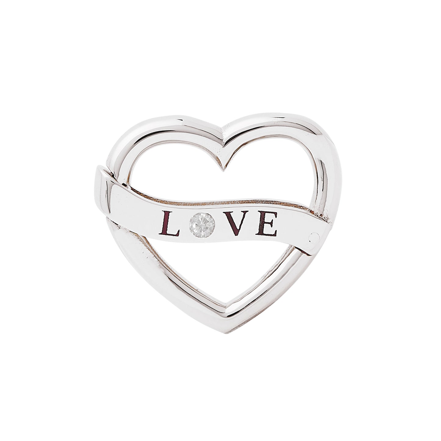 14K Gold Diamond "LOVE" Heart Double Lock Charm Enhancer