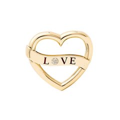 14K Gold Diamond "LOVE" Heart Double Lock Charm Enhancer