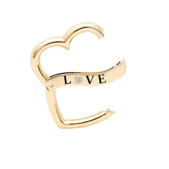 14K Gold Diamond "LOVE" Heart Double Lock Charm Enhancer