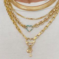 14K Gold Long Link Box Chain Necklace, Small Size Link