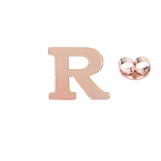 14K Gold Large Size Alphabet Letter Initial Single Stud Earring