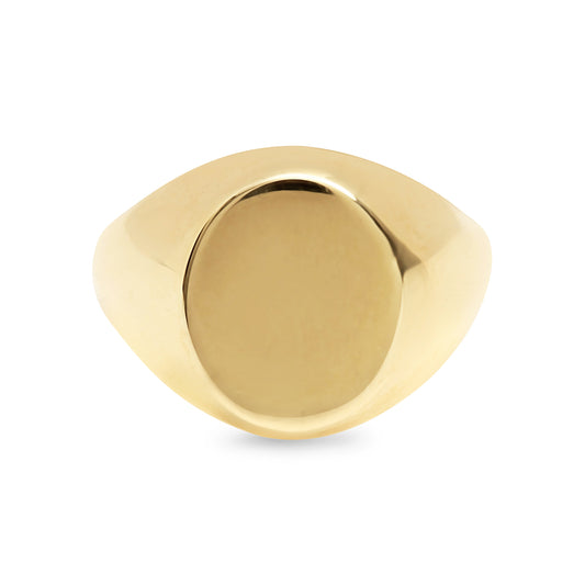 14K Gold Oval Signet Ring ~ Large Size