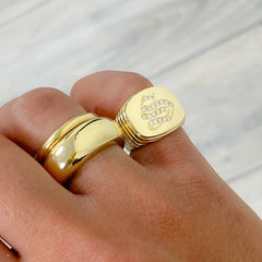 14K Gold Jumbo Round Donut Eternity Band Ring (Engravable)