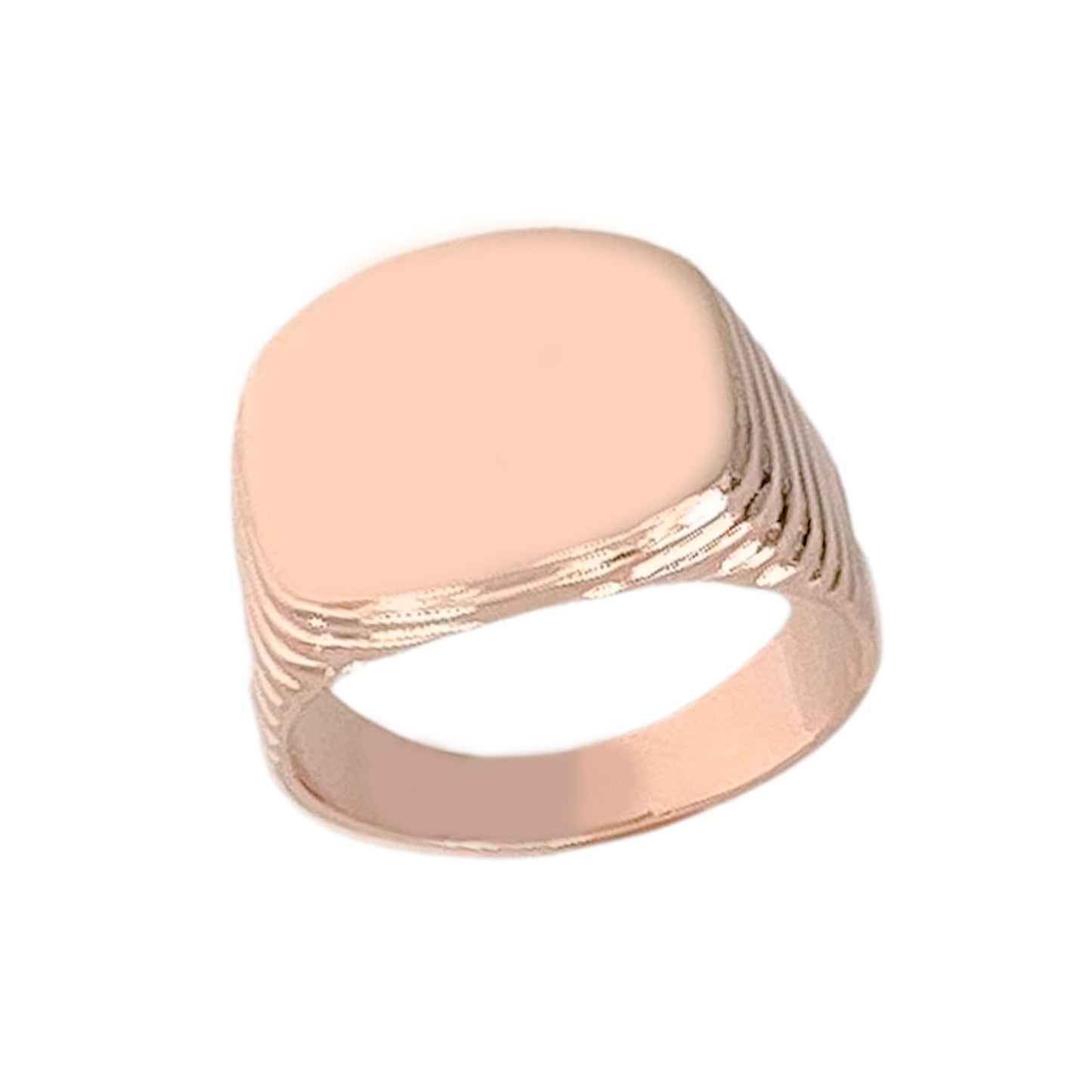 14K Gold Retro Riveted Square Signet Ring