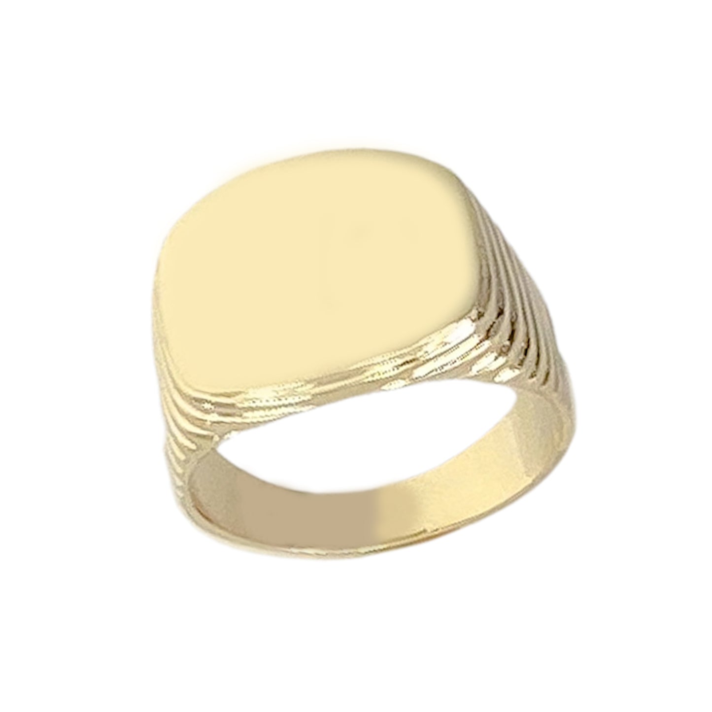 14K Gold Retro Riveted Square Signet Ring