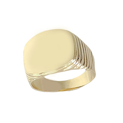 14K Gold Retro Riveted Square Signet Ring