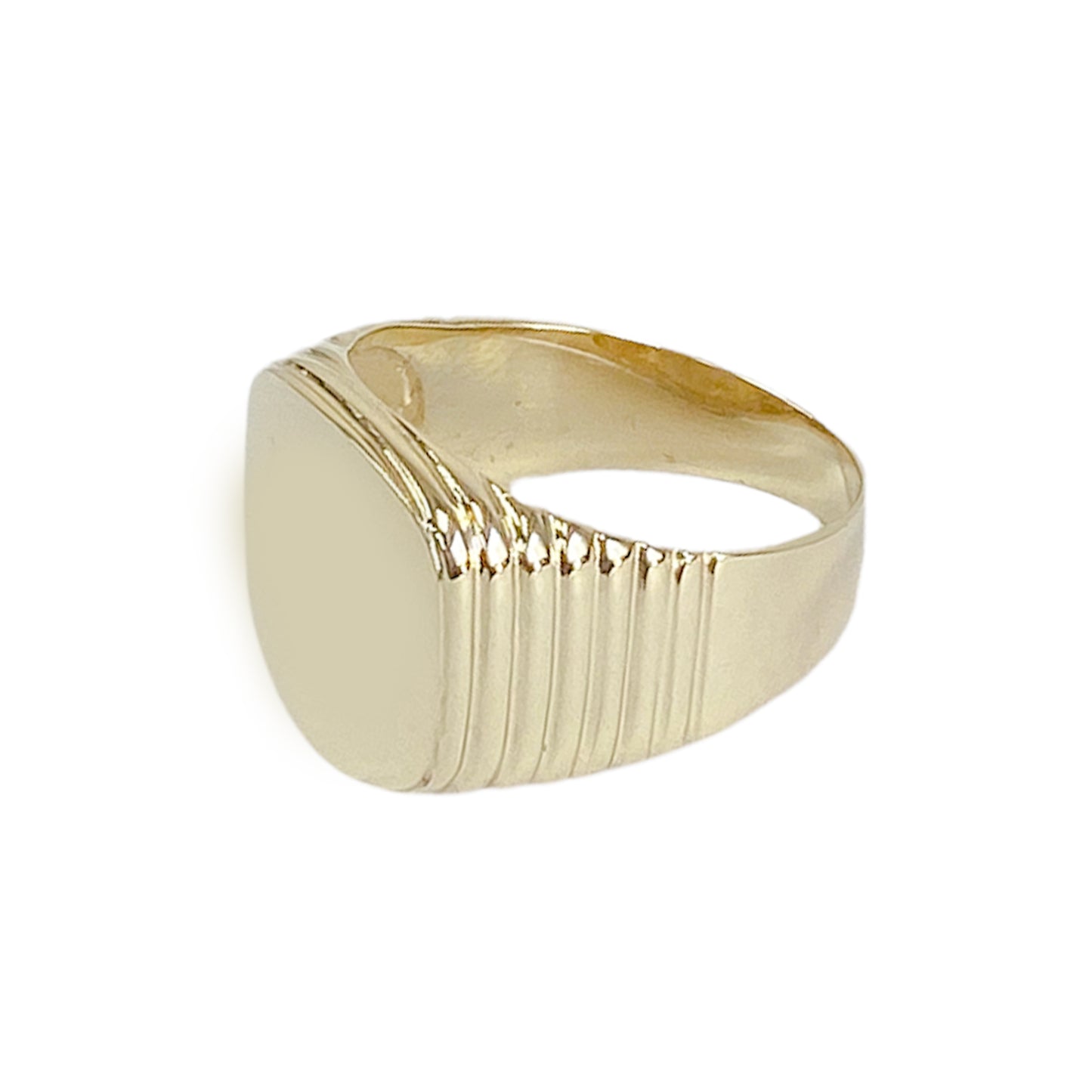 14K Gold Retro Riveted Square Signet Ring