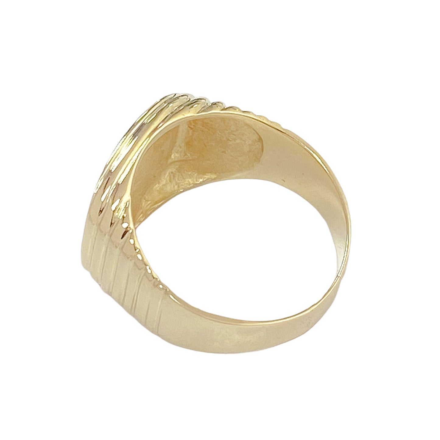 14K Gold Retro Riveted Square Signet Ring