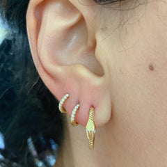 14K Gold Ouroboros Snake Huggie Hoop Earrings ~ Large Size