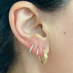 14K Gold Ouroboros Snake Huggie Hoop Earrings ~ Large Size, In Stock!