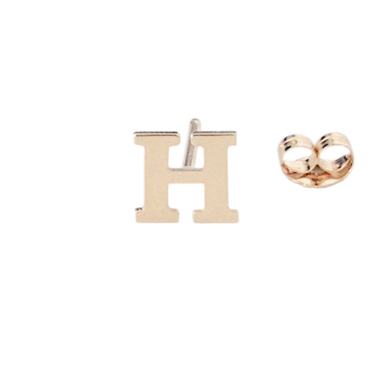 14K Gold Medium Size Alphabet Letter Initial Single Stud Earring