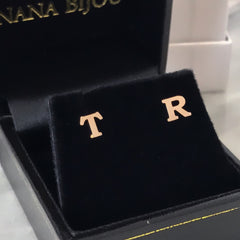 14K Gold Medium Size Alphabet Letter Initial Single Stud Earring