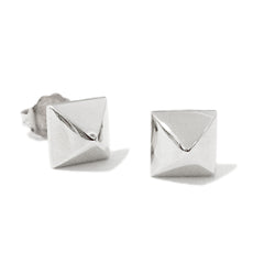 Spike Collection: 14K Gold Pyramid Spike Stud Earrings, Large Size