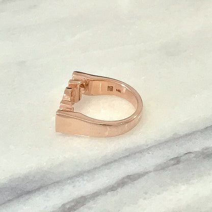 14K Gold "MOM" Monogram Initial Ring