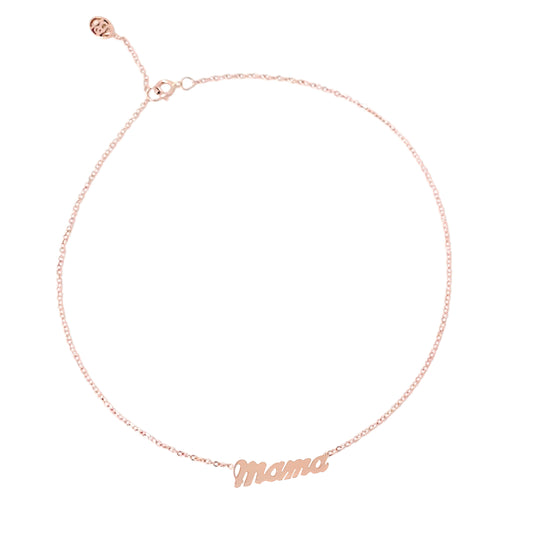 14K Gold Mama Charm Ankle Bracelet (Anklet) ~ Script Font