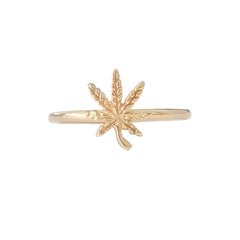 14K Gold Cannabis Leaf Ring