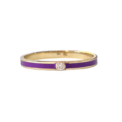14K Gold Purple Enamel & Diamond Micro Eternity Band Ring