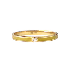 14K Gold Yellow Enamel & Diamond Micro Eternity Band Ring