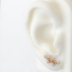14K Gold Opal Floral Climber Earrings