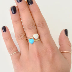 14K Gold Opal Heart Solitaire Ring