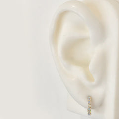14K Gold Opal Thick Huggie Hoop Earrings (11.5mm x 8.25mm)