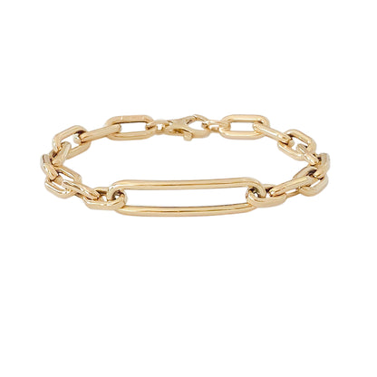 14K Gold Thick Oval Link Open ID Bracelet