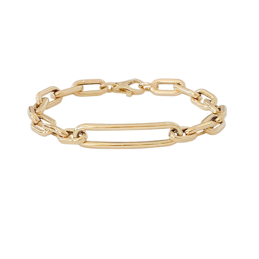 14K Gold Thick Oval Link Open ID Bracelet